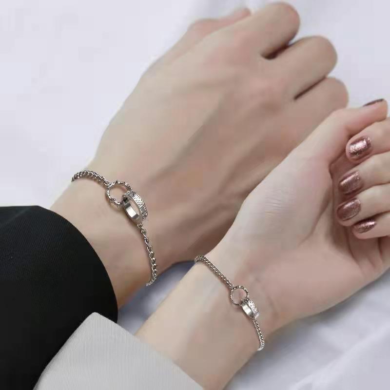 Original Design 925 Sterling Silver Couple Bracelets: Elegant, Niche Style Christmas Gift for Boyfriend