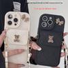 Rautenförmiger Bären-Kartenhalter mit Diamanten und Lanyard für Apple 17 Pro Max und 16 Münzbörsen Schutzhüllen