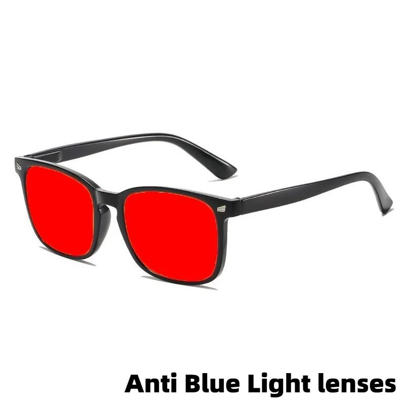 Fashion Square Frame Plain Glasses Orange & Red Lenses Anti Blue Light Glasses Gaming Protective Eyewear Night Driving Goggles