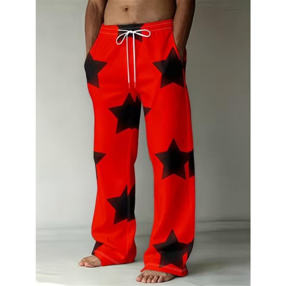 Men's 3D Food Pattern Printed Baggy Casual Trousers, Elastic Drawstring Waist with Pockets, for Spring Summer Home Outdoor Vacation