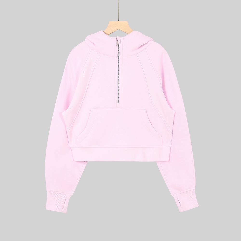 LULULACIE Women s Half-Zip Hooded Sweatshirt - Sporty Casual Scuba Jacket, Autumn/Winter Velvet Yoga Wear XXL