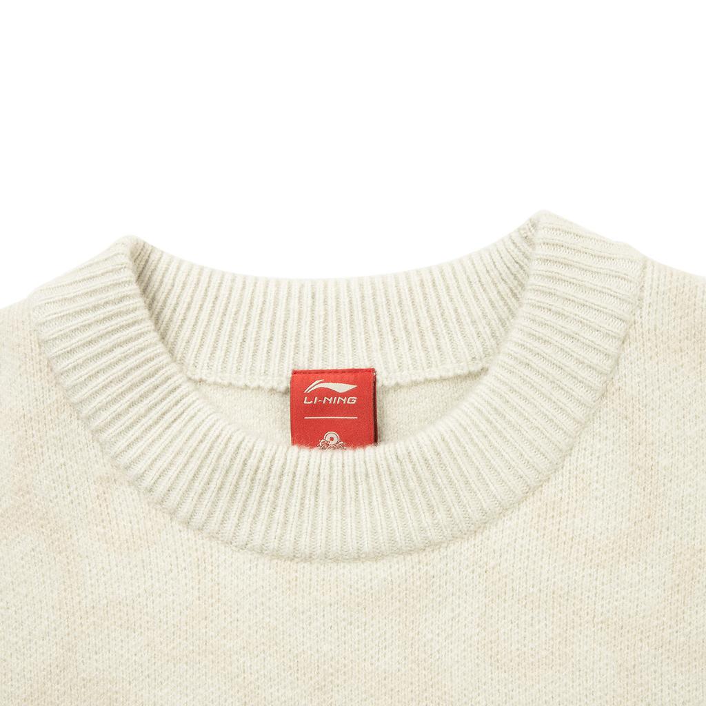 Li Ning Sports Lifestyle Series Round Neck Letter Logo Knit Sweater Men sweater AMBV387-1