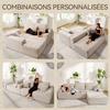 Right Corner Sofa 263x171x 59cm, Free Combination, Without Assembly 4-seater L-shaped Sofa with Beige Corduroy Chaise Longue
