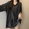 Large Size T-shirt Loose Comfortable  Ing Shirt Loose Versatile Casual T-shirt V-neck Short-sleeved Tops Female
