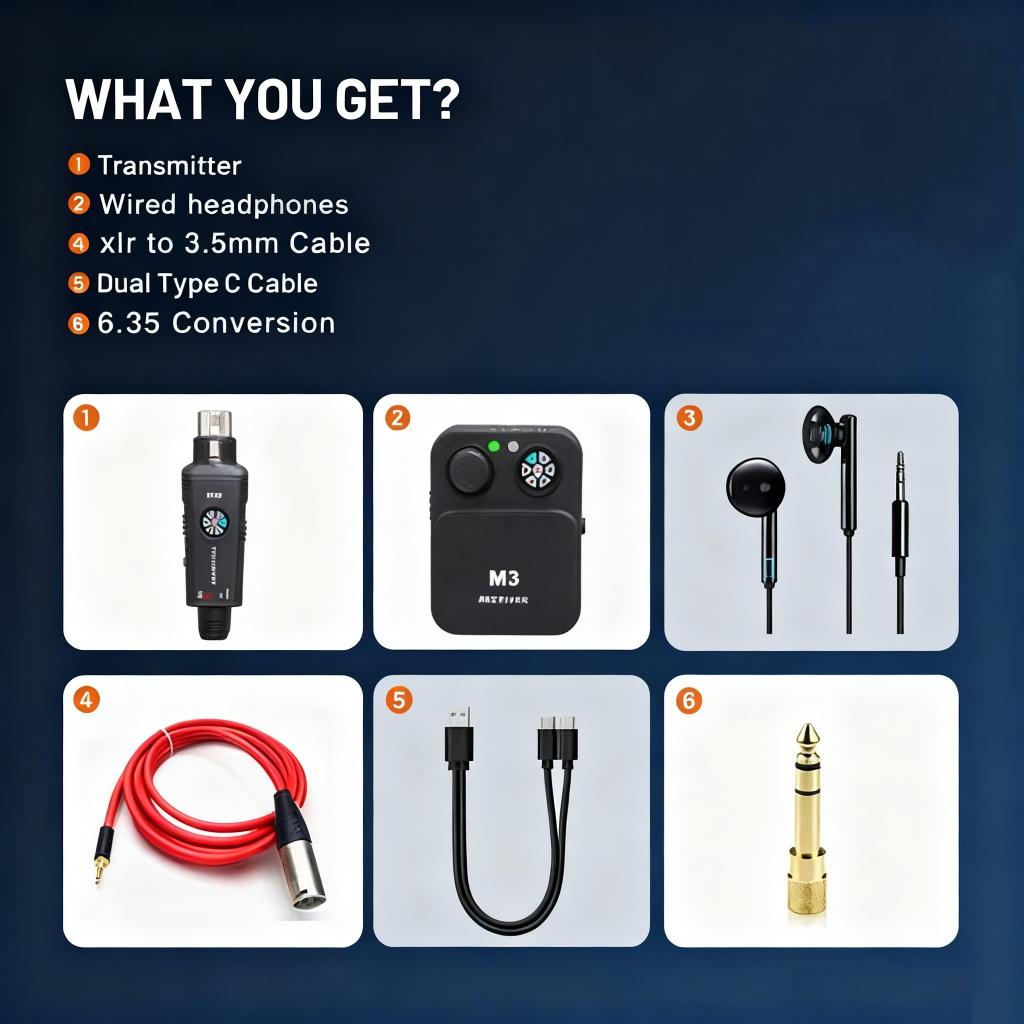 Wireless in Ear Monitor System 2.4G Mono/Stereo Wireless IEM Transmitter Receiver for Studio/Band/Live Performance