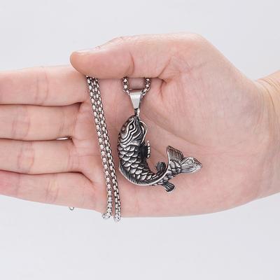 Retro Koi Titanium Steel Pendant Jewelry Titanium Steel Necklace Fashion Jewelry