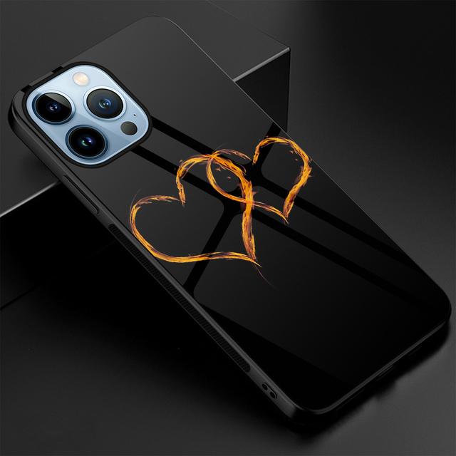 Pouzdro z tvrzeného skla Love Heart pro Iphone 14pro Max 13 11 12 Mini Xs Xr X Kryt pro Iphone 7 8 6s Plus Se 2022 Coque Capa