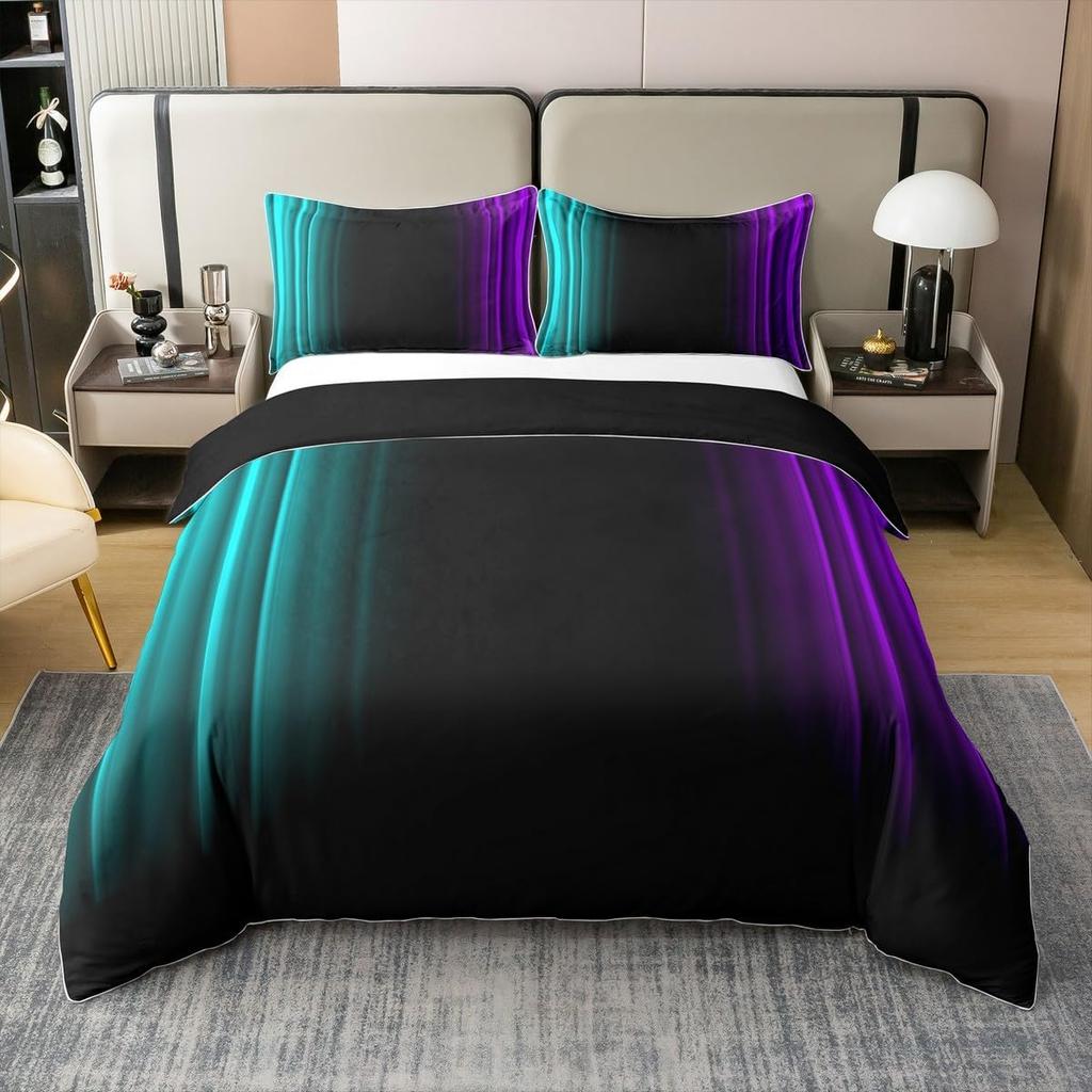 Colorful Gradient Duvet Cover Queen King Size Green Purple Cyan Bedding Set 3-Piece Set Suitable For Kids Boys Girls Teenagers