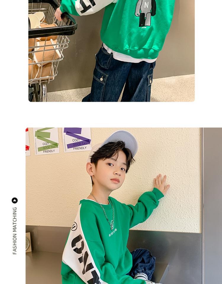 Chłopięca bluza w stylu streetowym na wiosnę 2024 dla dzieci - Modny top dla chłopców w średnim i dużym wieku