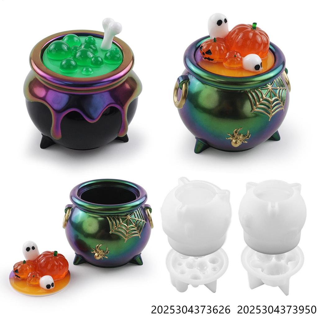 Halloween Silicone Mold Halloween Cauldron Mold for Epoxy Resin Multi-Functional Crafting Project Reusable Mould for Beginners