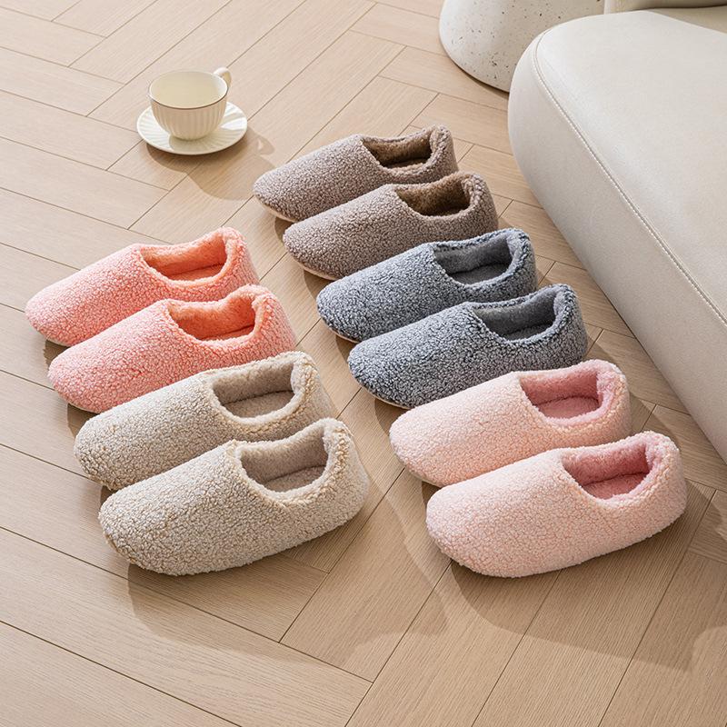 Fashion Womens Cotton Slippers Warm Indoor House Shoes with Fur Lining for All Seasons Comfortable Home Footwear