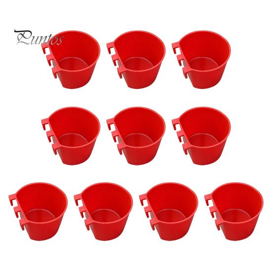 

10 шт., чашки для куриных клеток, подвесные кормушки, миски для корма для птиц, клетка для кроликов, кормушка для домашних животных, попугаев, домашней птицы, голубей, проволочная клетка S красный