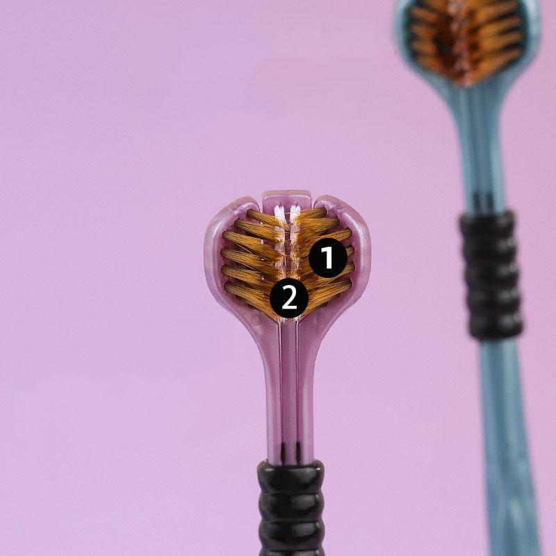 2Pcs 3D Stereo Three-Sided Toothbrush Ultra Fine Soft Hair Adult Toothbrushes Tongue Scraper Oral Care 360Celsiusleaning Teeth Brush