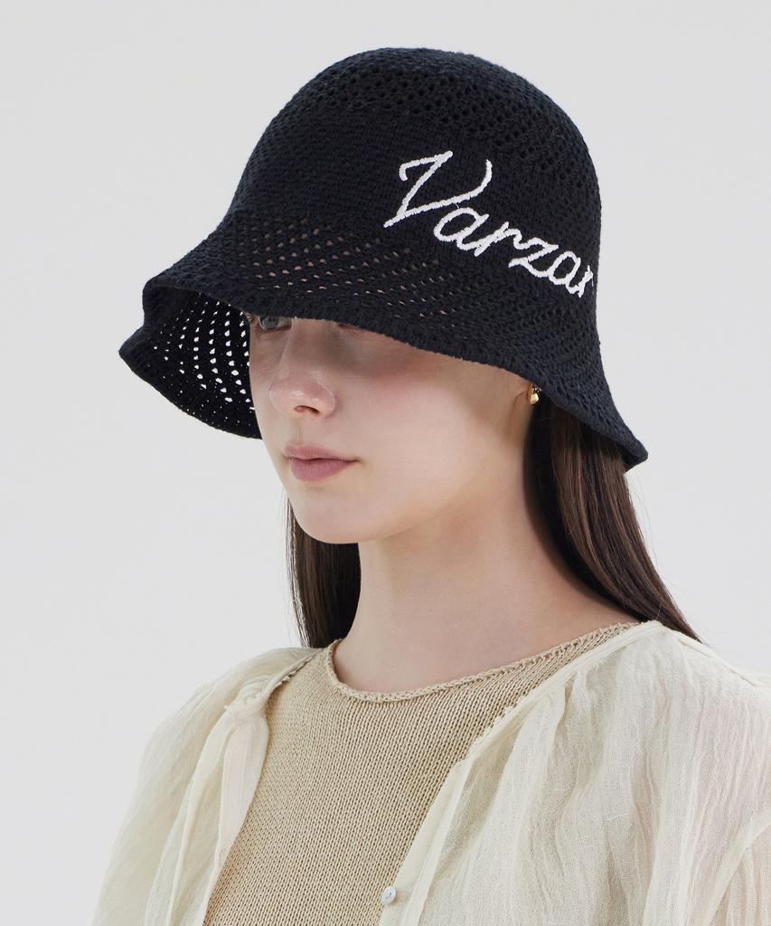 Bajal New Wave Punched Knit Bucket Hat Black