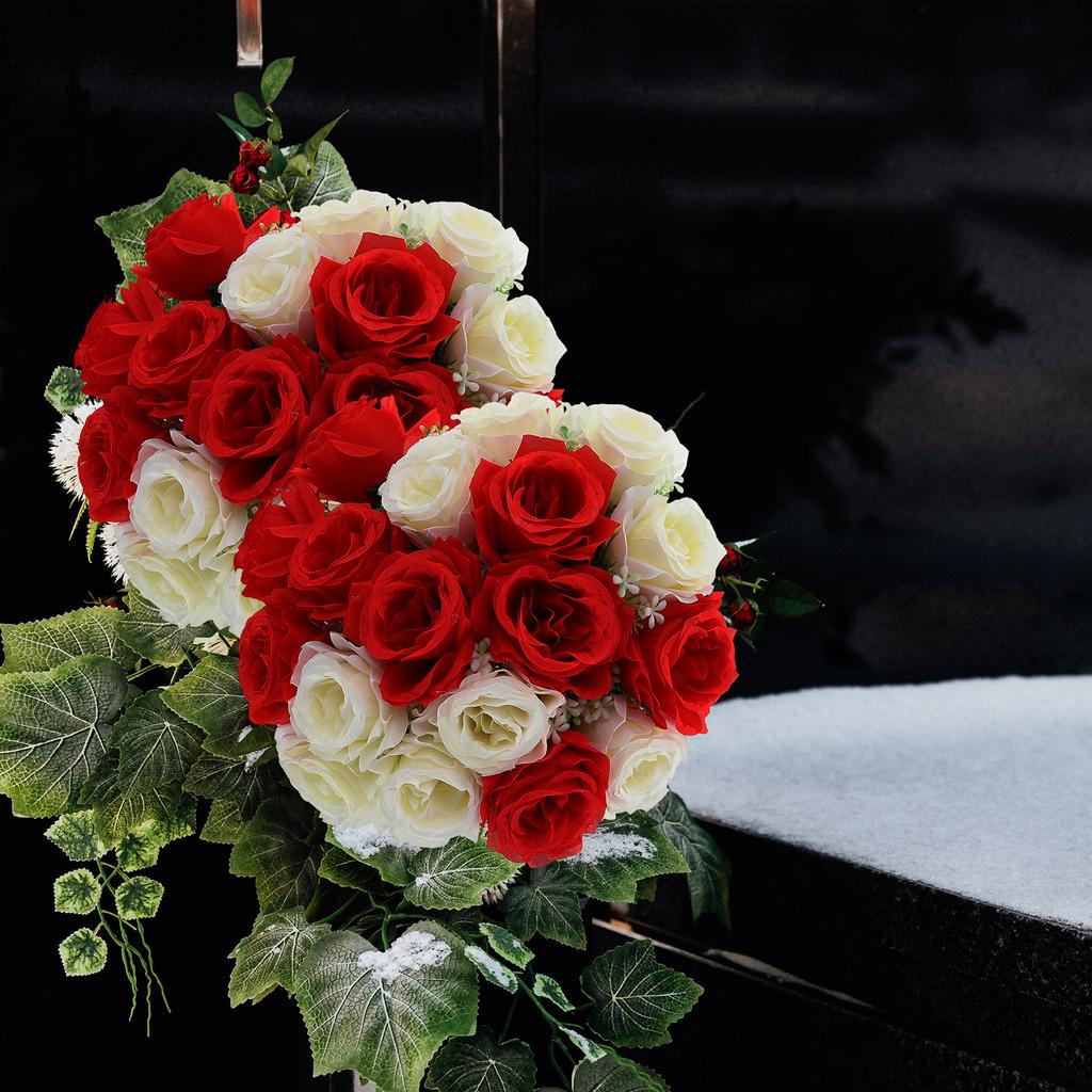 Artificial Flowers BouquetRose Cemetery Grave Decorations Memorial Faux Arrangement Small Size Premium Material Practical Use
