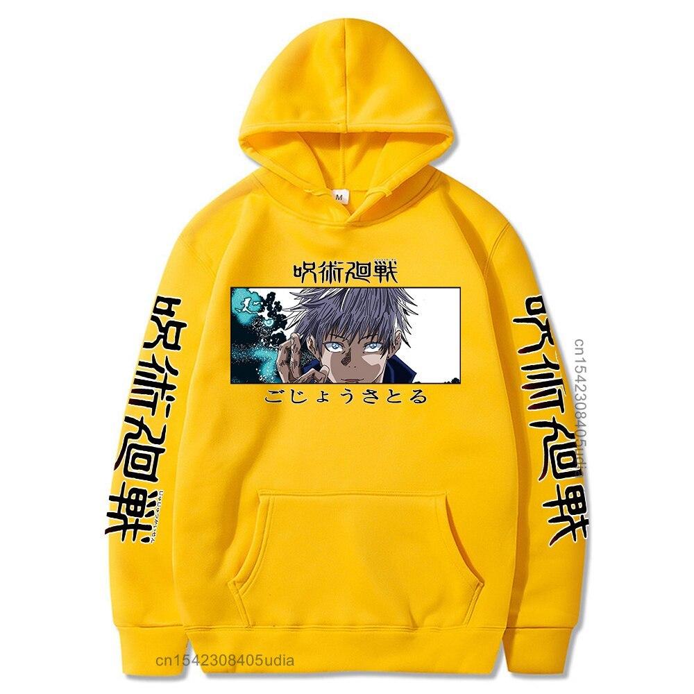 Anime Jujutsu Kaisen Satoru Gojo Print Graphic Hoodies Vintage Oversized Sweatshirt Long Sleeves Cotton Hoodie Men Women Clothes