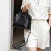 First Layer Cowhide Shoulder Bag Women's Fashion Large-capacity Commuter Portable Boston Bag Light Luxury Leather Messenger Pillow Bag