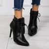 Winter New Women's Leather Boots Pointed and Back Zipper Short Boots