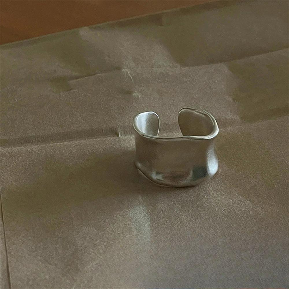 

Vintage Frosted Metal Minimalist Style Open Mouth Width Rings for Women Fashion Accessories Party Jewelry Gifts
