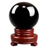 East Leaf Obsidian Sphere Ornament, Natural Stone, Power Stone, Black Quartz (12cm Diameter, with Base)