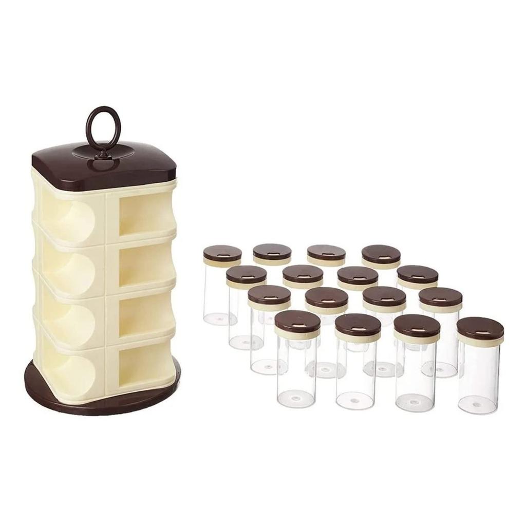 Ensemble de récipients à épices marron (16 pièces), Ensemble de contenants marron pour épices, JD FRESH