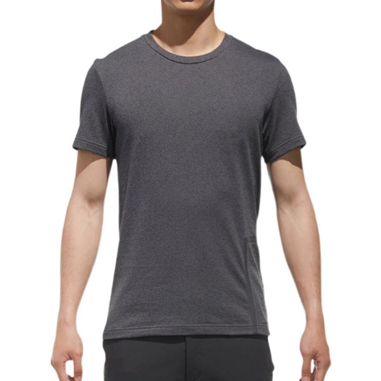 adidas Solid Color Brand Logo Round Neck Pullover Short Sleeve T-Shirt Men Tops Gray DS8644