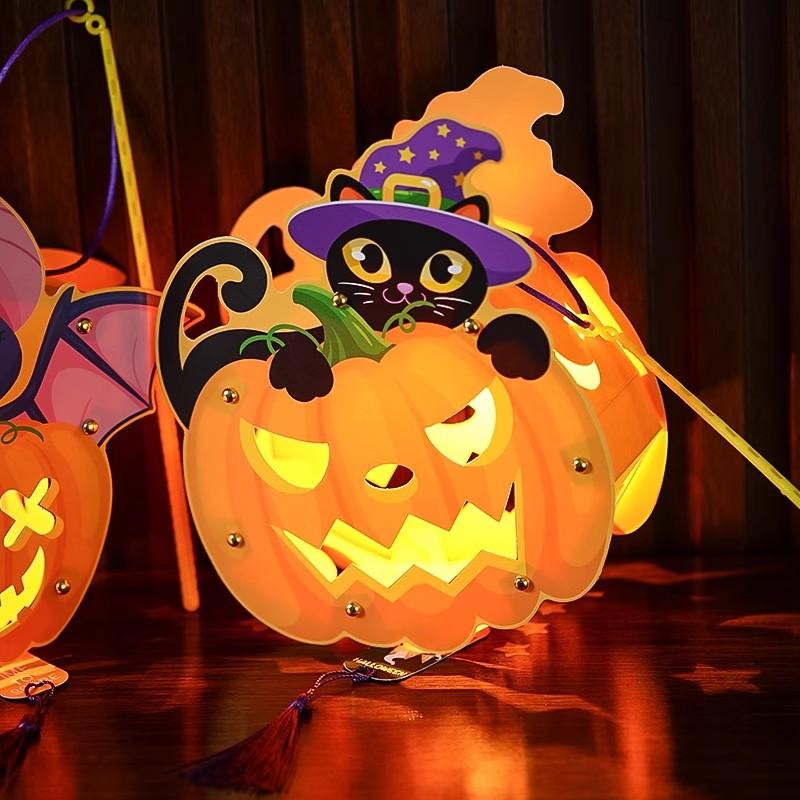Pumpkin Lantern Halloween Decoration Children Diy Material Kit Hanging Paper Honeycomb Lantern Festival Atmosphere Handcrafts