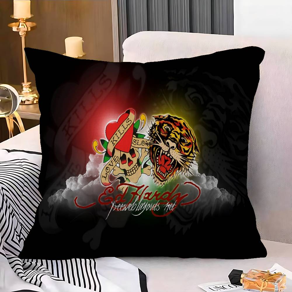 

E-Ed H-Hardy Татуировка Тигр Подушка Подарок Украшение для Дома Офиса Спальни Дивана Автомобиля Наволочка чехол 45x45 12x12Inch