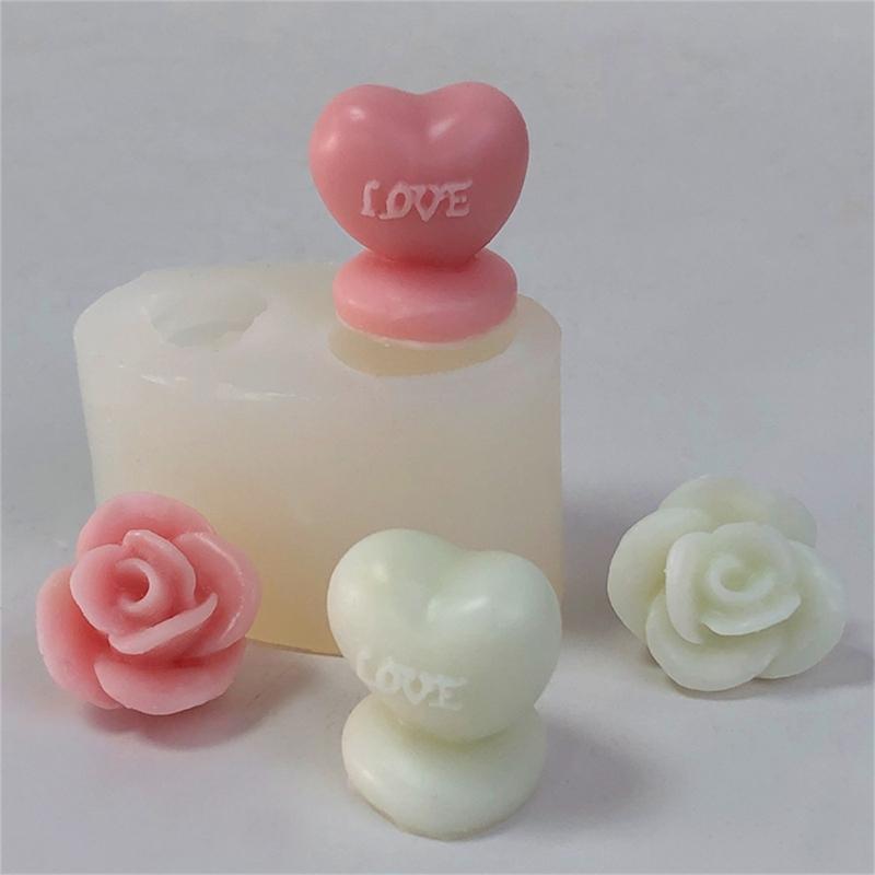 Heart Shaped Candle Silicone Mold for Making Candle Soap Plaster Ornemant Resin Craft, Rose Candle Silicone Molds