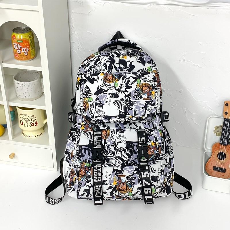 New fashion student schoolbag animation printing trend fashion backpack men and women large capacity simple graffiti backpack