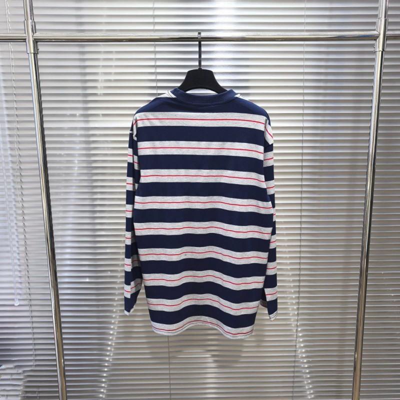 Unisex Long Sleeve T-Shirt Striped Cotton Blend Casual Basic Top Everyday Wear