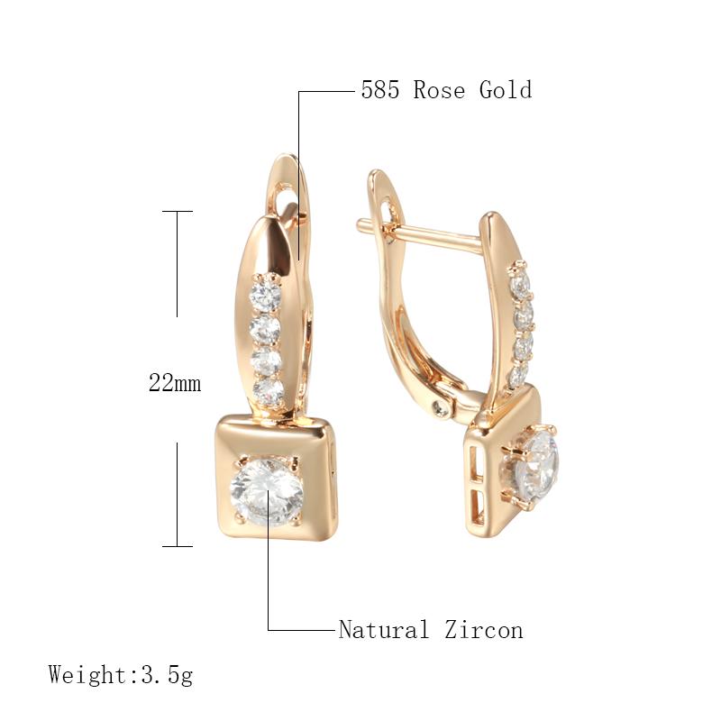 Luxury Natural Zircon Square Dangle Earrings For Women Simple  Rose Gold Color Bride Wedding Fine Jewelry