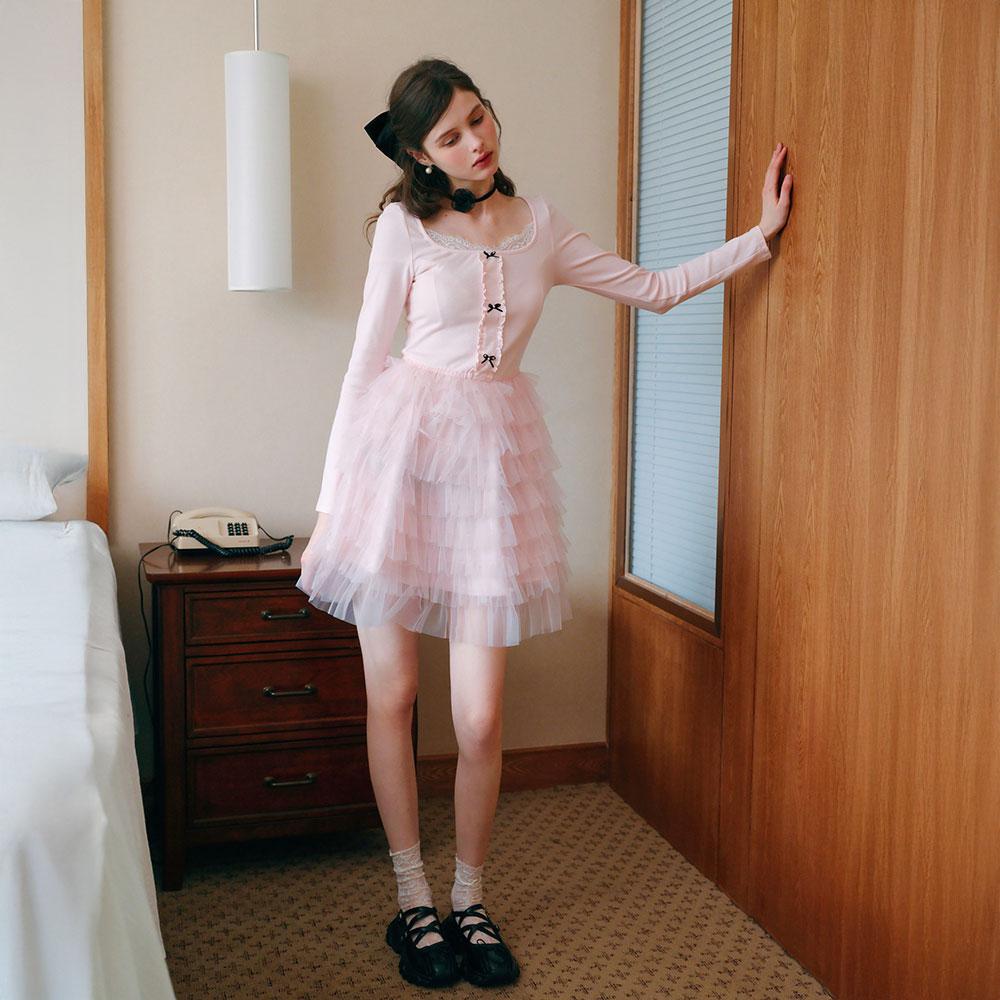 Ceme Adu Cest_Pink Tulle Layered Dress