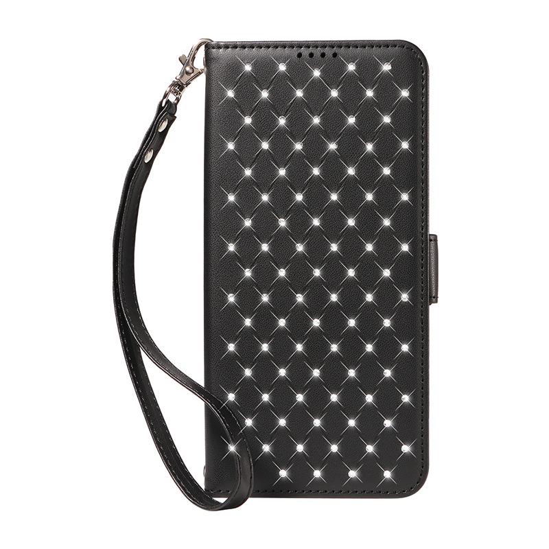 Suitable for Samsung S26 Ultra flip phone case with card slot, A37 5G diamond-studded starry sky protective case