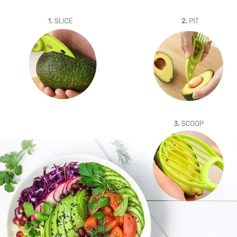 3 In 1 Pulp Separator Plastic Knife Kitchen Vegetable Tools Avocado Slicer Kitchen Gadgets Shea Corer Butter Fruit Peeler Cutter