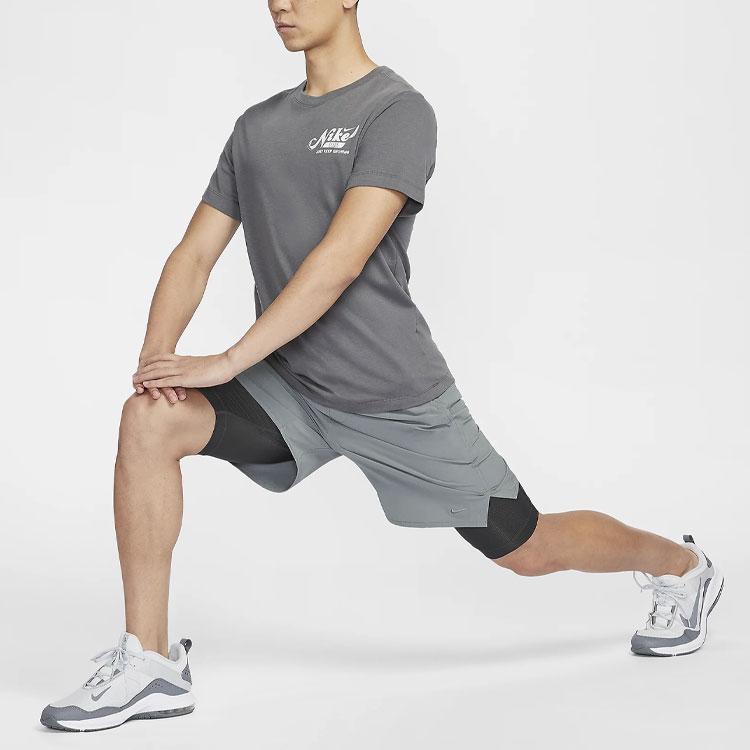 Nike Dri-FIT Unlimited Solid Logo Embroidered Two-In-One Casual Shorts Men Shorts Smoke-Gray DV9335084
