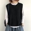 Women's Plus-Size Loose Knitted Vest Outer-Wear for Autumn and Winter Retro Versatile Crew Neck Pullover Sweater Gilet Cardigan