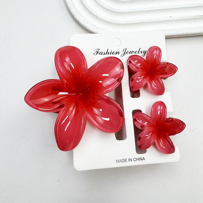 Sada skřipců do vlasů s frangipani: Květinové vlasové doplňky s imitací mramoru pro módní svátky