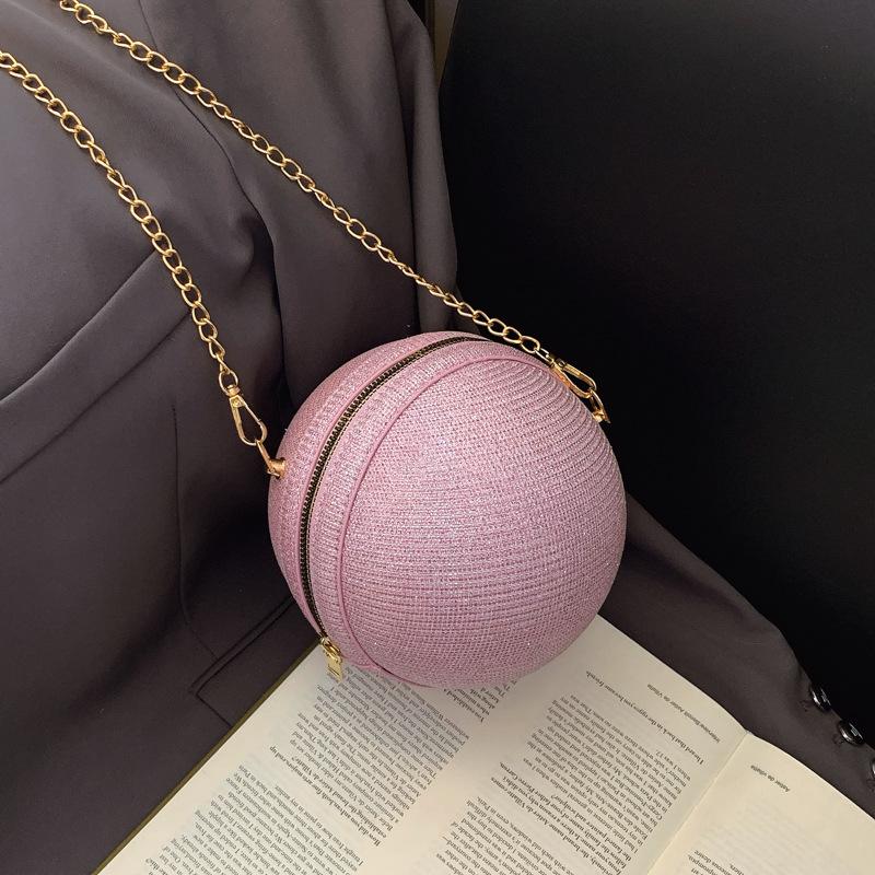 Bag women's bag 2025 new small round bag fashionable metal portable chain trendy shoulder crossbody personalized design bag