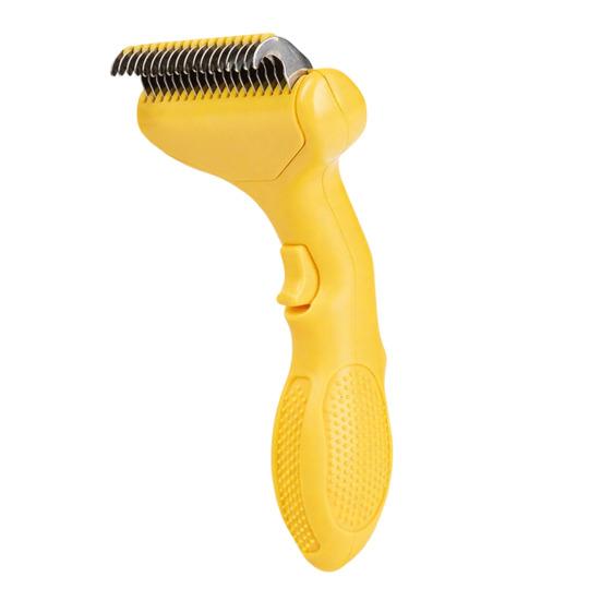 Pet Detangling Brush Stainless Steel Blades Dog Undercoat Rake Self-Cleaning Grooming Tool Pet Dematting Comb for Dogs And Cats