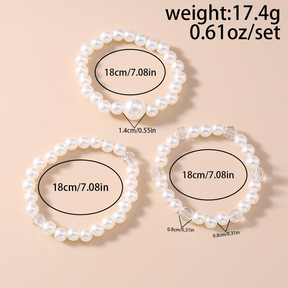 3pcs/set Elegant Stretch Crystal Pearl Beaded Bracelet for Women Girls Handmade Summer Beach Jewelry Gifts