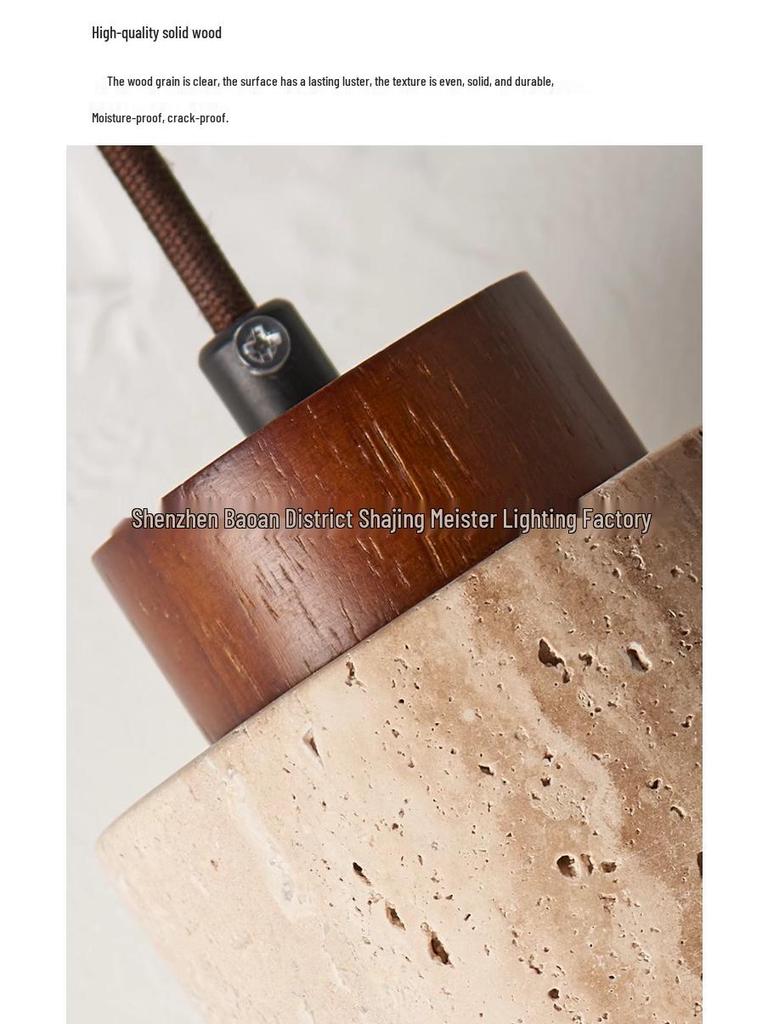 Wabi-Sabi Yellow Stone Pendant Lamp for Bedroom or Bar Counter