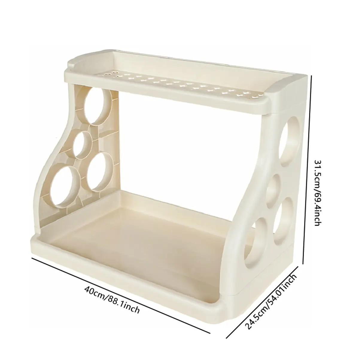 

1pc Double Rectangle Countertop Multifunctional Storage Rack-Space-Saving Organizer for Bedroom, Dormitory Essentials бежевый