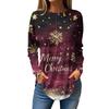 Women's Loose Round Neck Christmas Print Long Sleeve T-Shirt Top Pullover