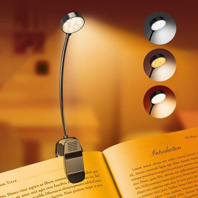 Wiederaufladbares Buchleselicht - Einstellbare Helligkeit, 3 Farbtemperaturen, 30+ Stunden Laufzeit - Augenpflege 10 LED-Lampe zum Lesen für das Bett