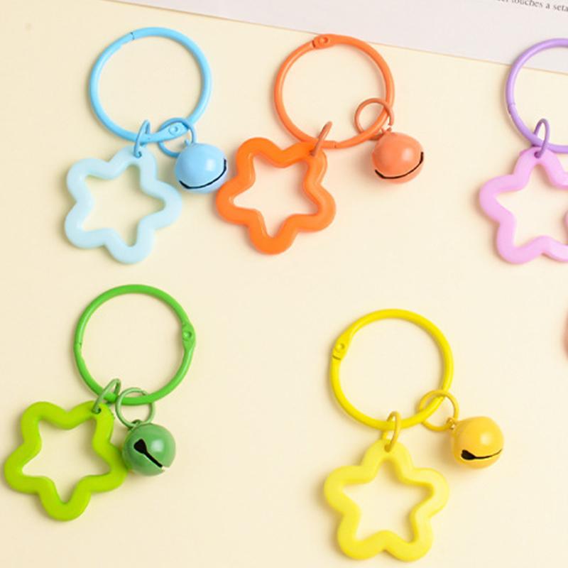 Solid Color Star Flower Charm Keychain Cute Pendant Car Keyring Backpack Decoration  Bag Charm Jewelry Gift