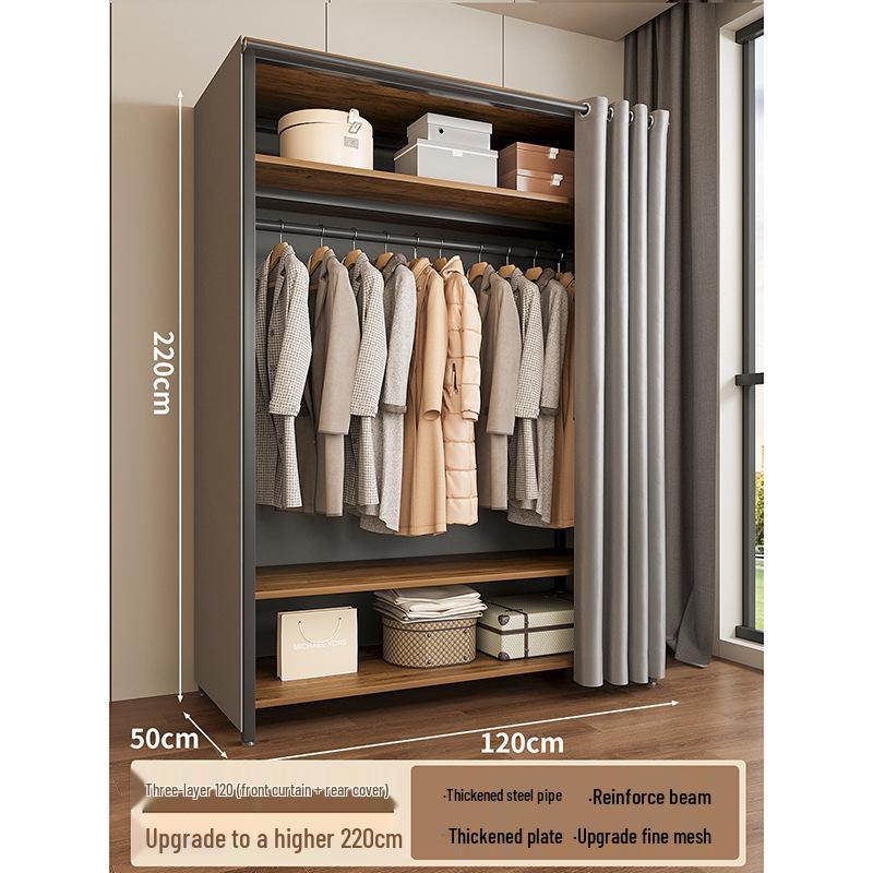 Metal Walk-In Wardrobe: Floor-Standing Clothes Rack, Open Garment and Hat Rack, Bedroom Shelf Assembly