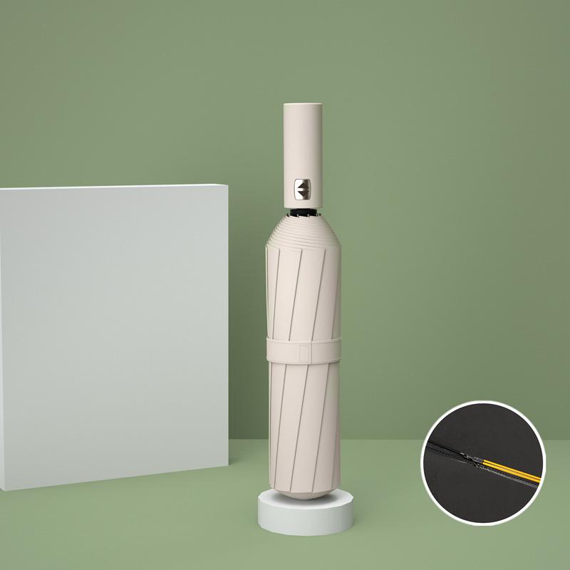 60-Bone Double-Rib Automatic Folding Umbrella: Black Sunshade & Rain Protection, Dual-Use for UV Sunscreen or Business Advertising.