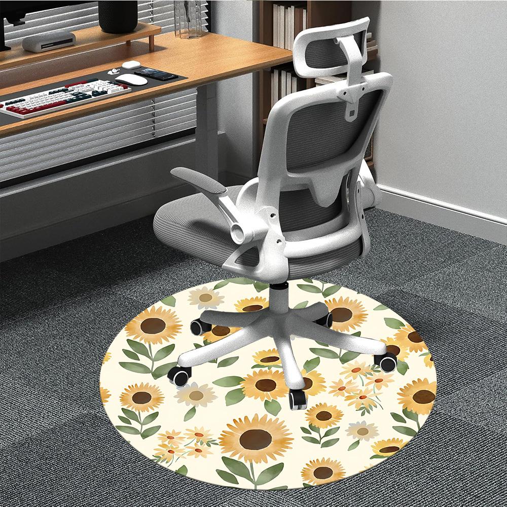 

1pc Sunflower Print Chair Carpet for Office, Non-slip, Soft and Durable Office Rug for Decoration, Perfect for Office yy260105010 80cm by 80cm