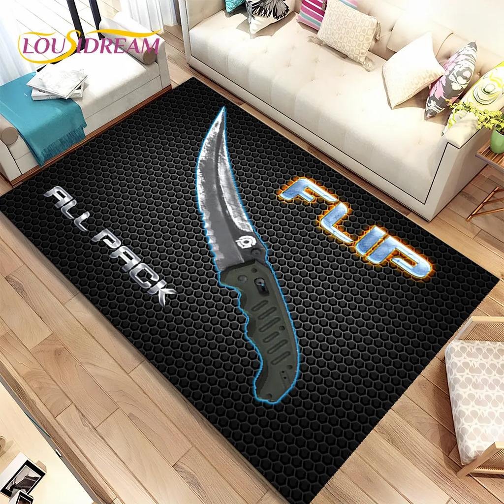 CS,knife,Swiss Knife Sword Games Area Rug,Carpet Rug for Home Living Room Children Bedroom Sofa Doormat Decor,Non-slip Floor Mat